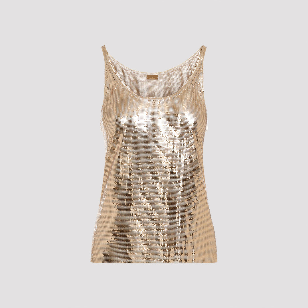 Gold Print Mesh Aluminum Tank Top-0