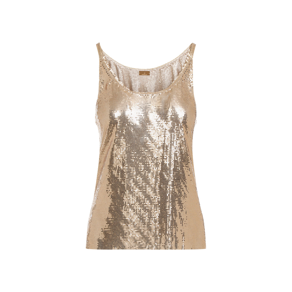 Gold Print Mesh Aluminum Tank Top-1