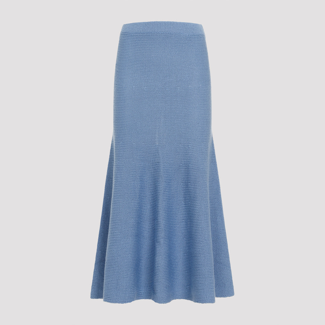 Light Blue Manni Cashmere Midi Skirt-0