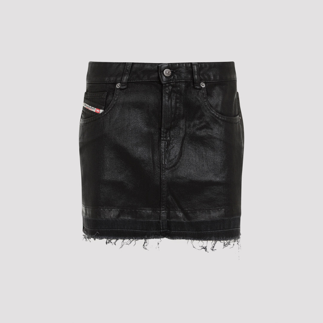 Black Denim Cotton De-Ron Mini Skirt-0