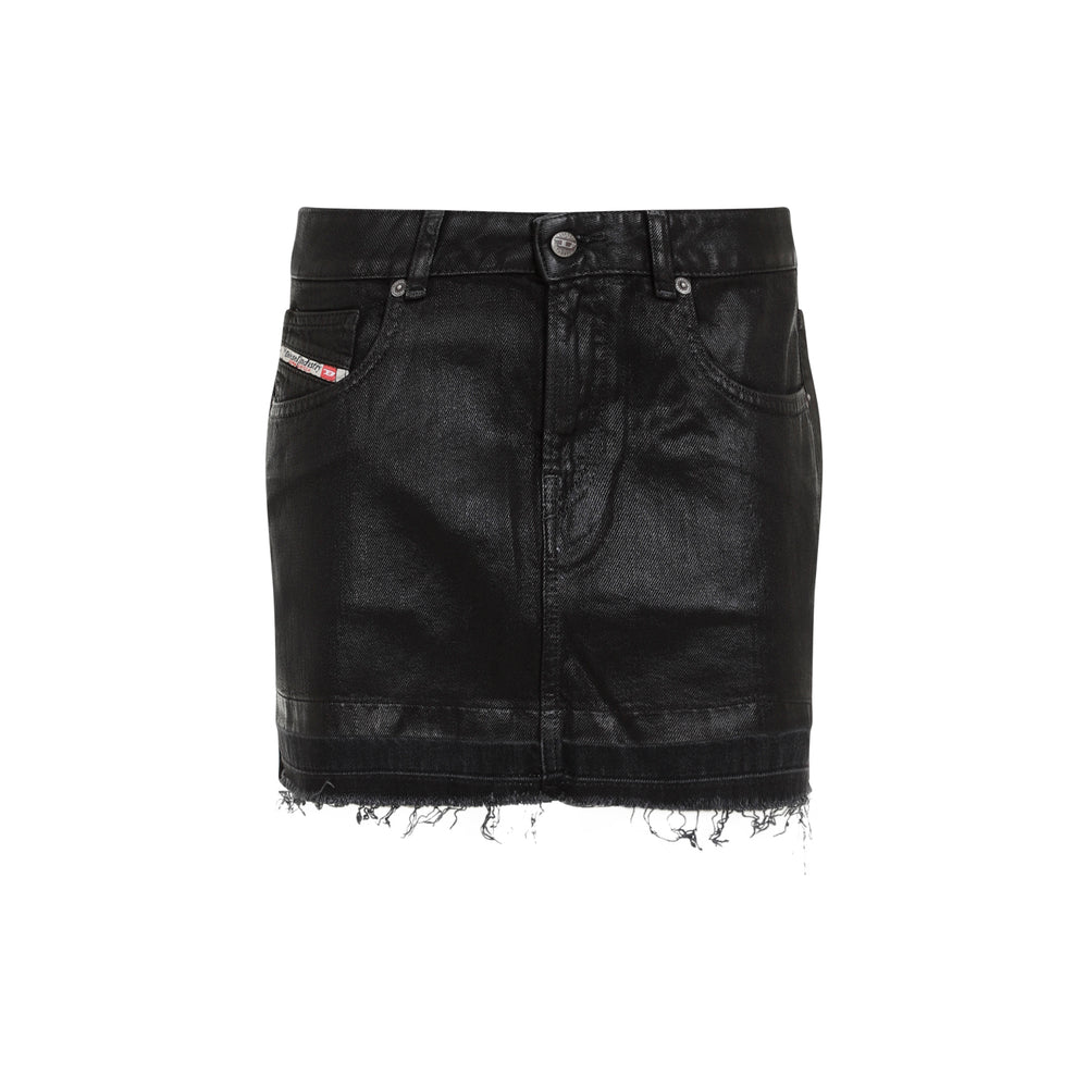 Black Denim Cotton De-Ron Mini Skirt-1