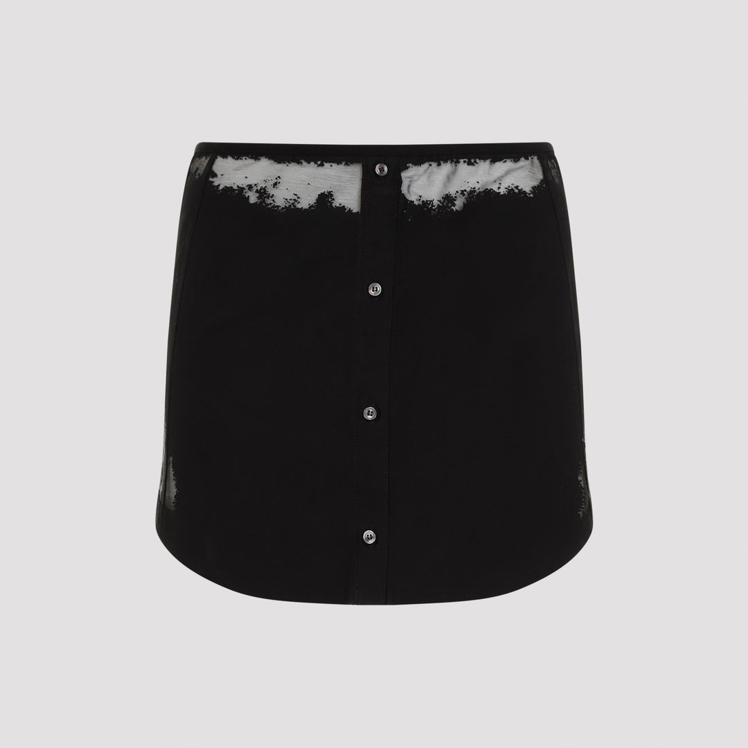 Black O-Malvy Cotton Mini Skirt-0