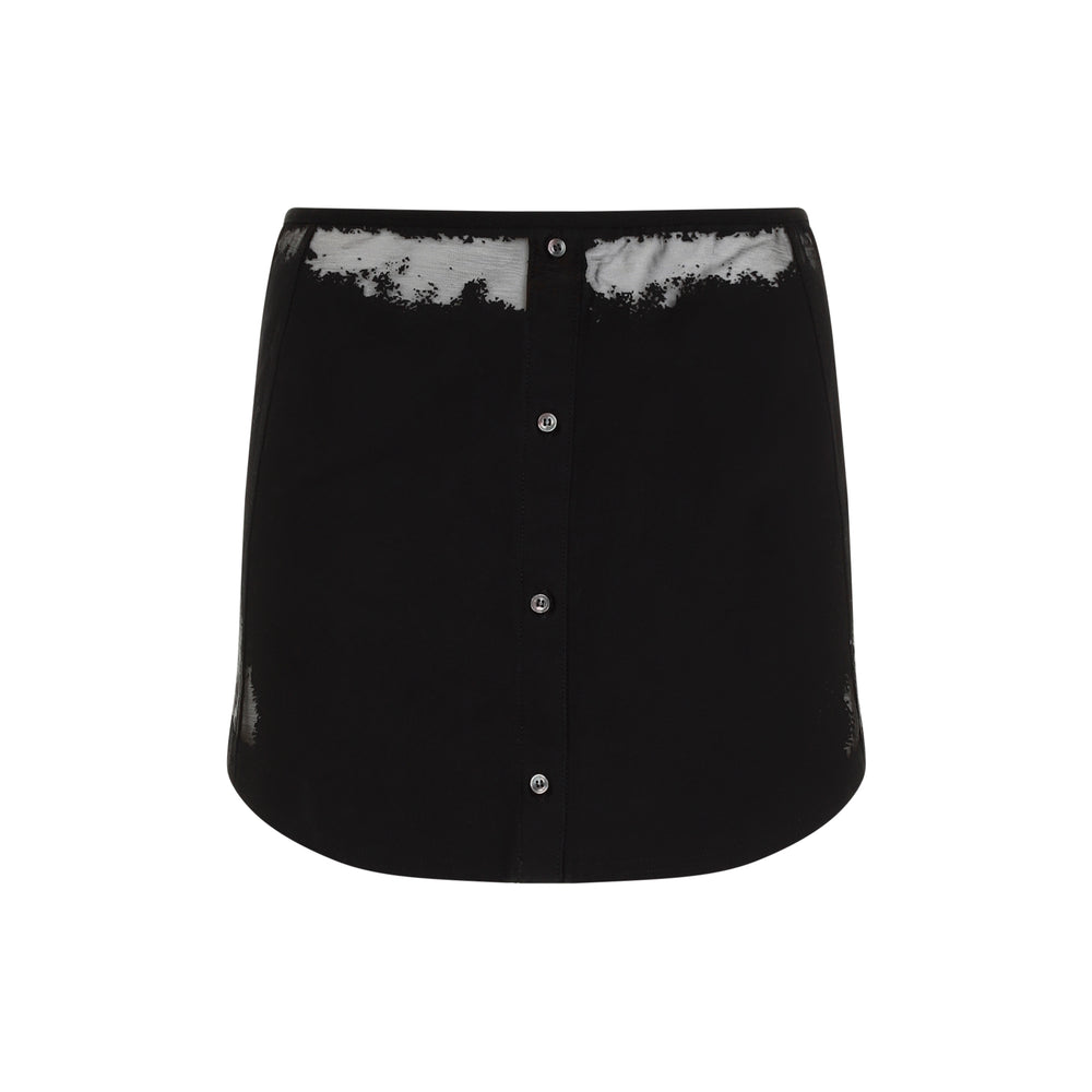 Black O-Malvy Cotton Mini Skirt-1