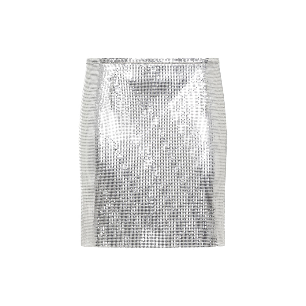 Silver Aluminum Mini Skirt-1