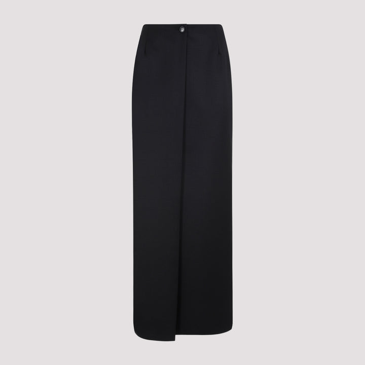 Black Wool Low Waist Skirt-0