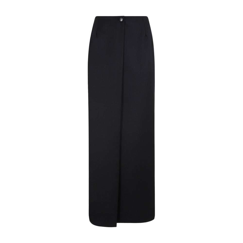 Black Wool Low Waist Skirt-1