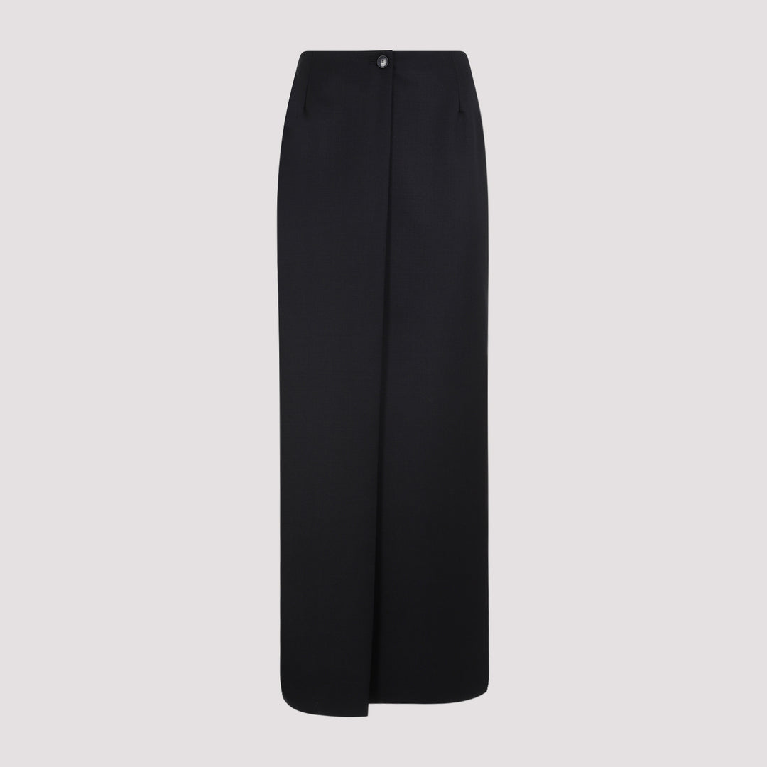 Black Wool Low Waist Skirt-2