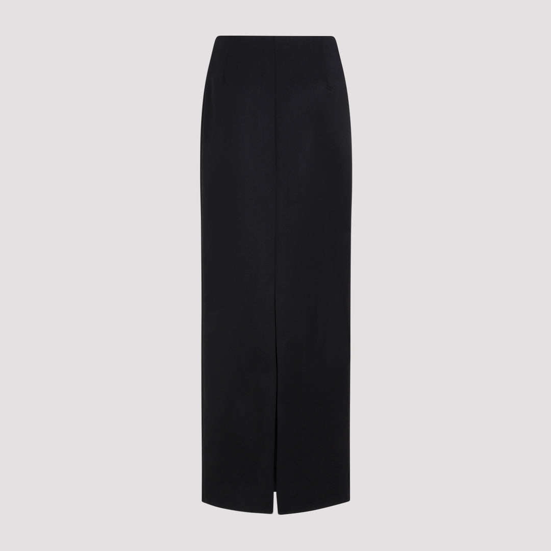 Black Wool Low Waist Skirt-3