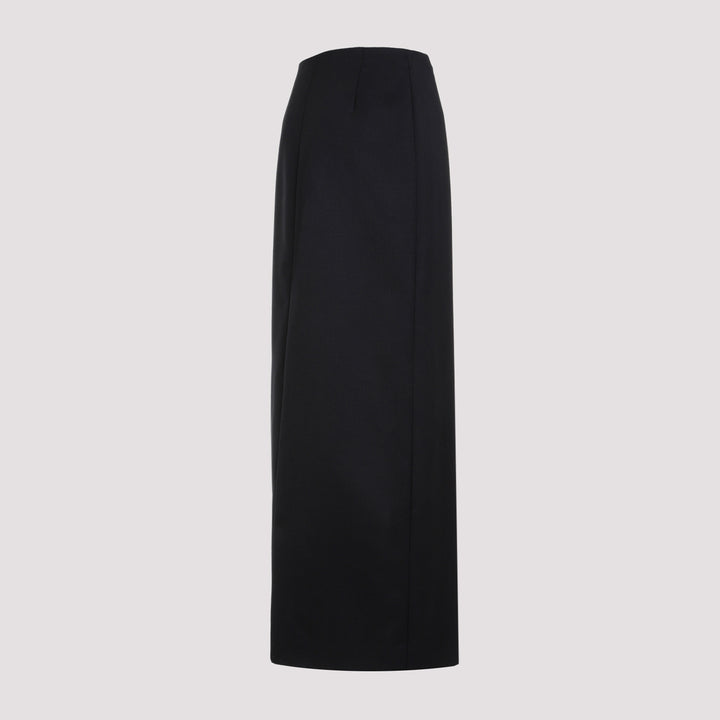 Black Wool Low Waist Skirt-4