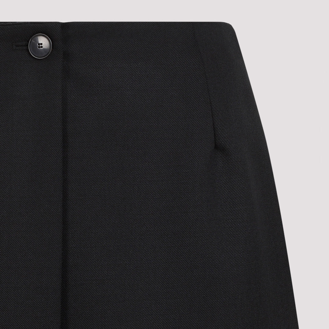 Black Wool Low Waist Skirt-5