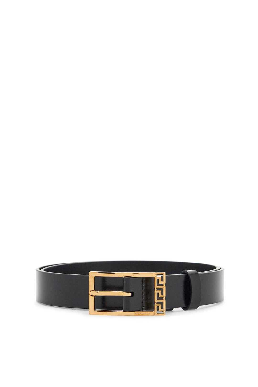 black brushed calfskin belt 30 mm with geometric buckle-0