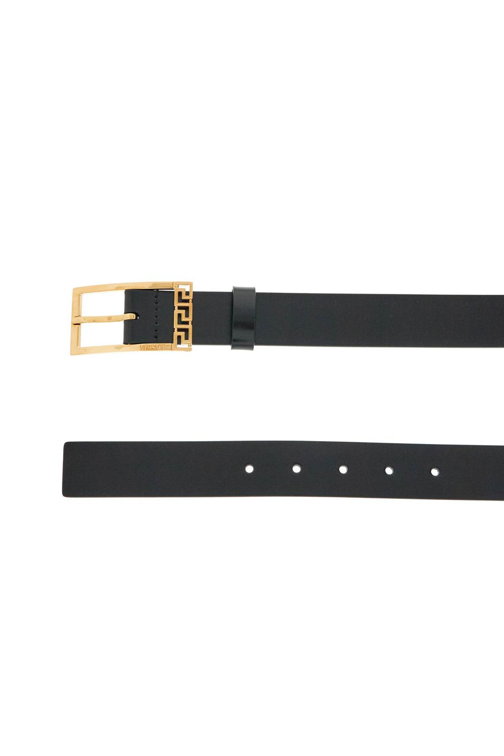 black brushed calfskin belt 30 mm with geometric buckle-1