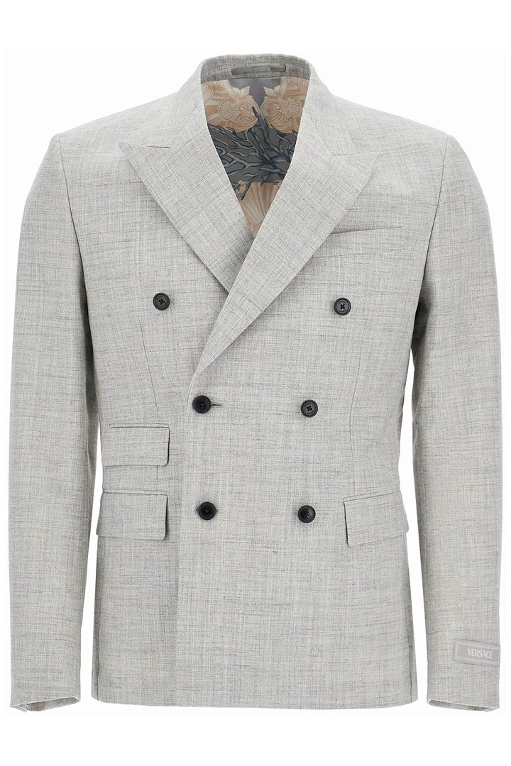 double-breasted wool blend blazer-0