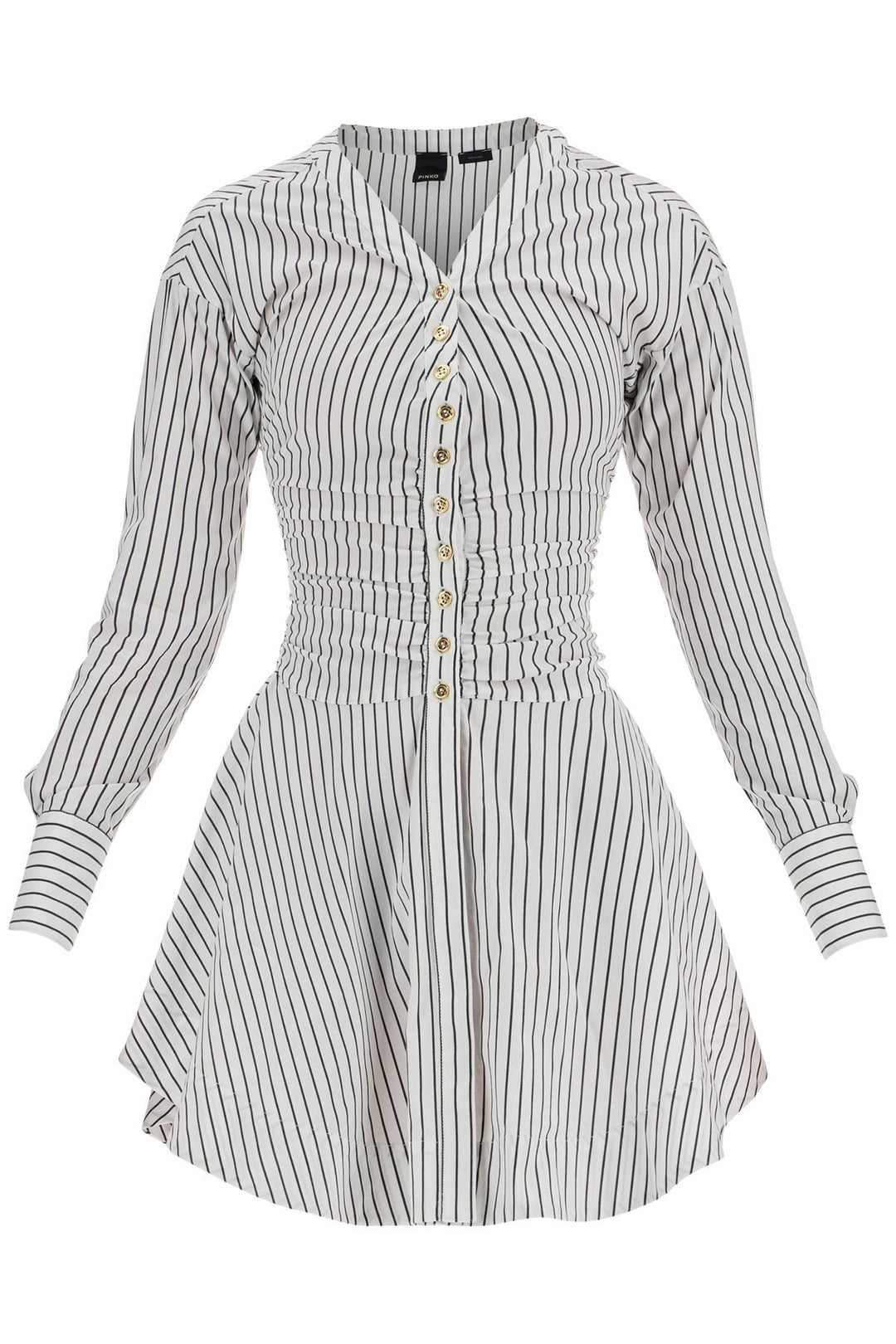 striped poplin mini dress with nine-0