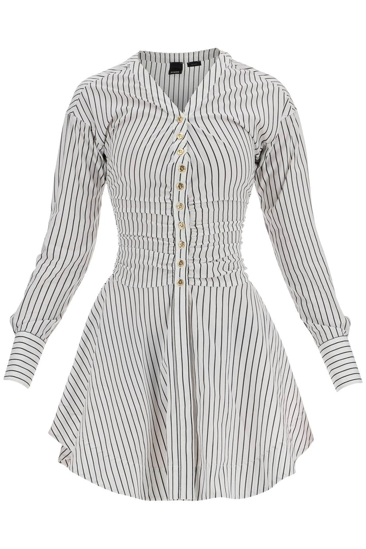 striped poplin mini dress with nine-0