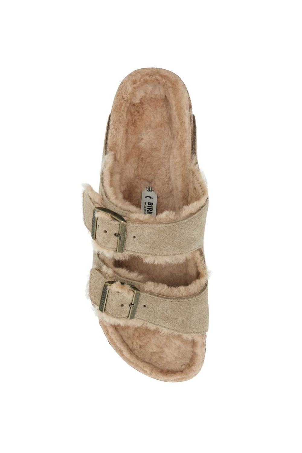 narrow fit arizona shearling slides-1