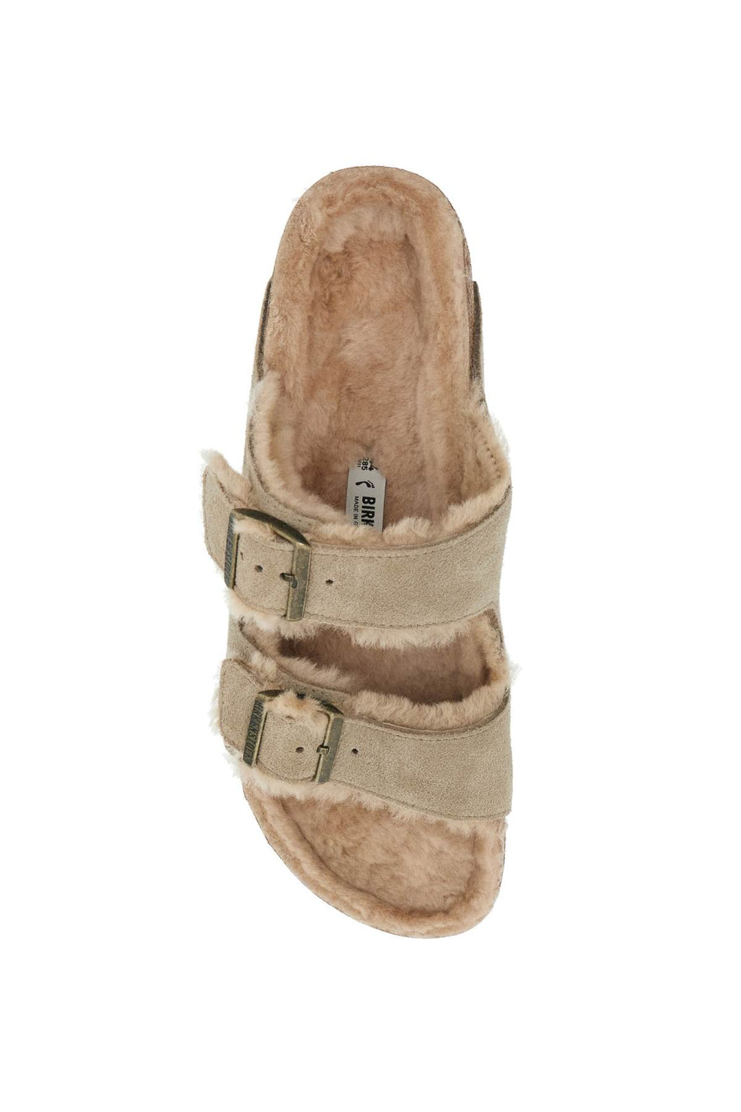 narrow fit arizona shearling slides-1