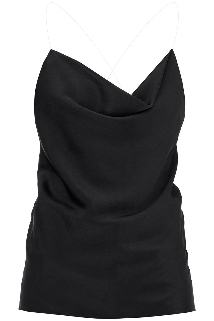 satin top with draped neckline and low-0