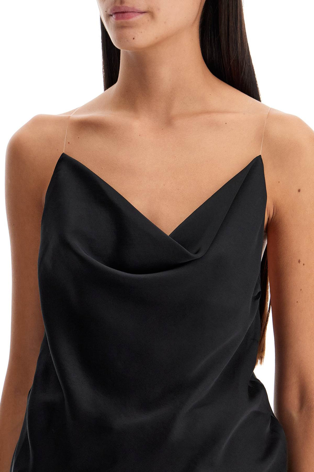 satin top with draped neckline and low-3