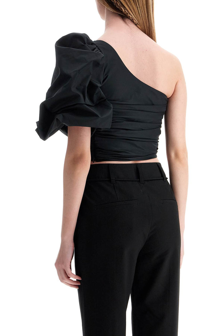 black polyester off shoulder crop top-2