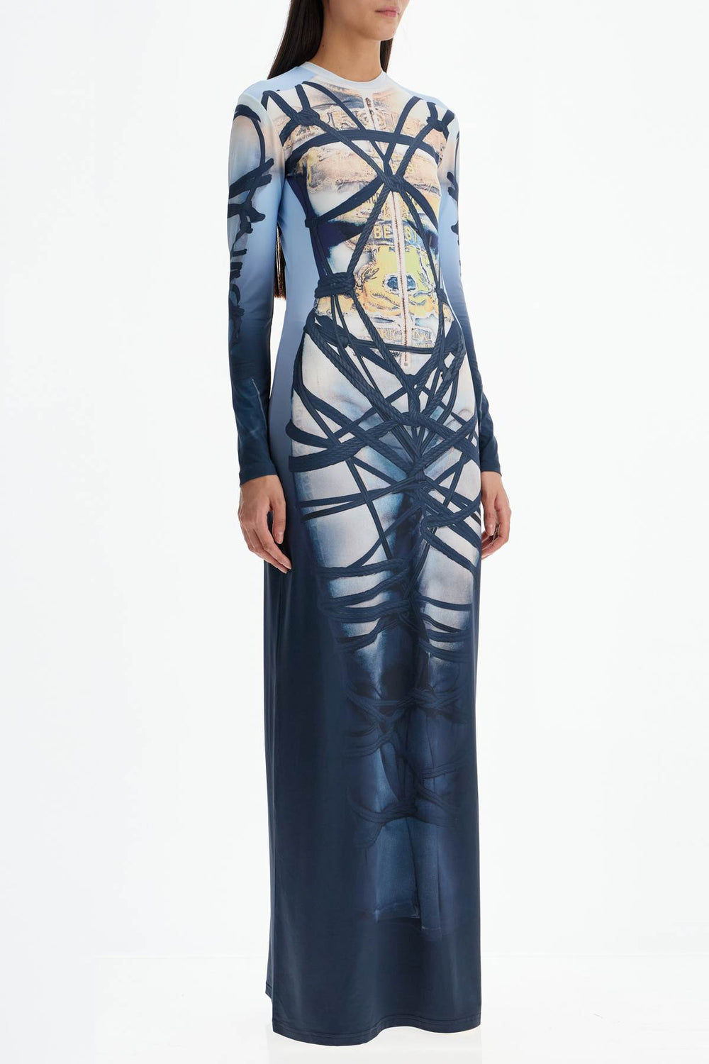 long bondage print dress-1