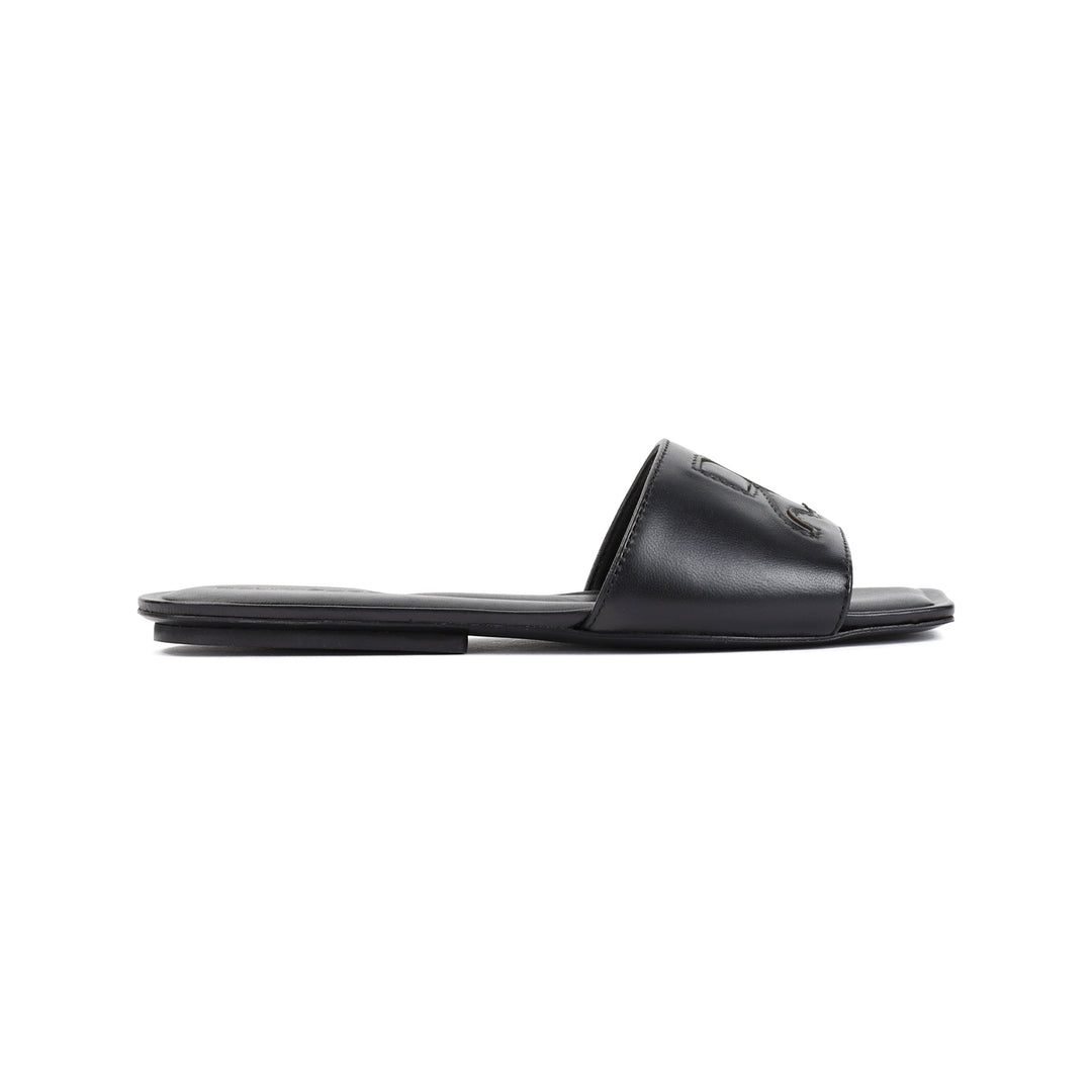 Black Leather Ac Slides Sandal-1