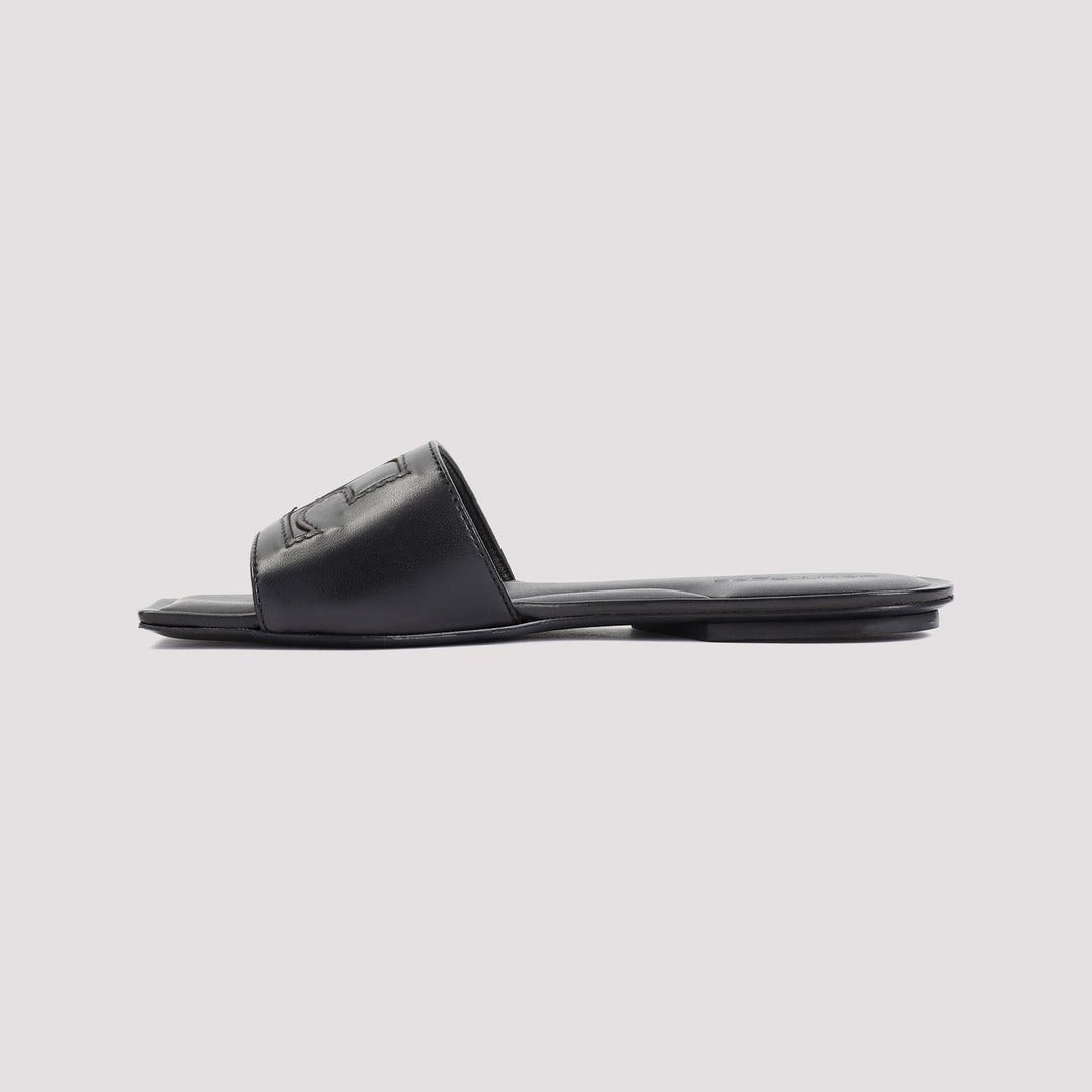 Black Leather Ac Slides Sandal-3