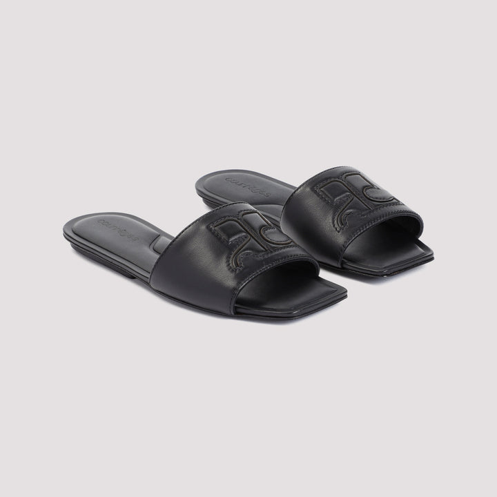 Black Leather Ac Slides Sandal-4