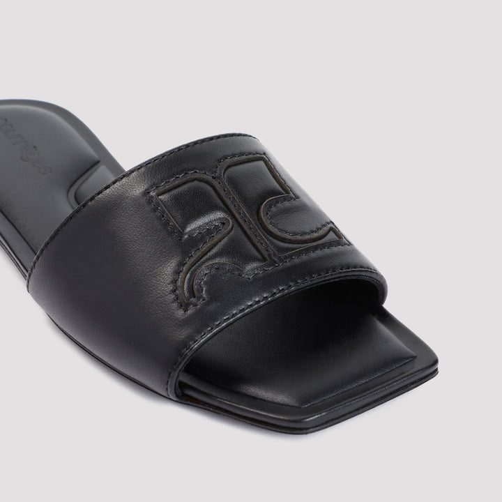 Black Leather Ac Slides Sandal-5