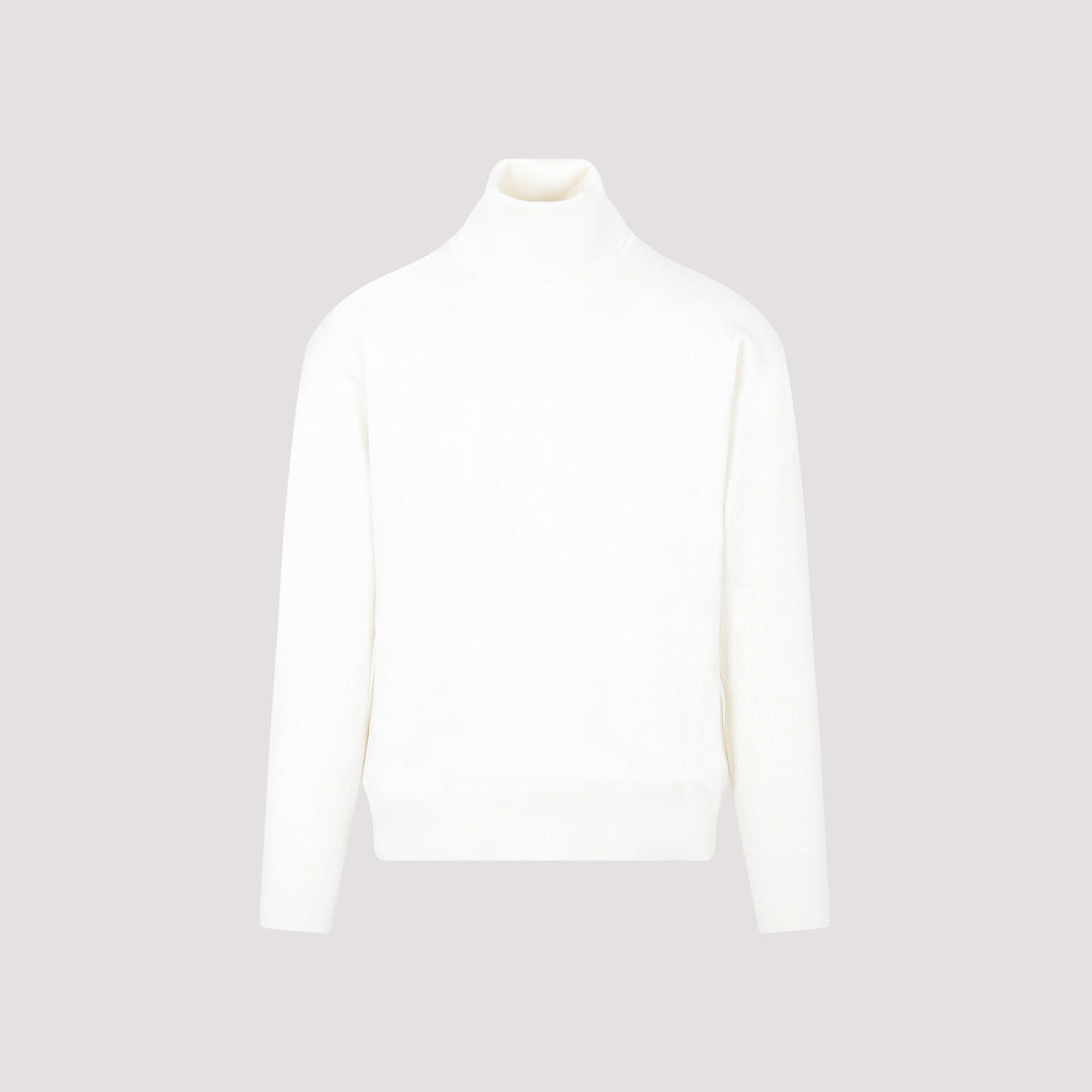 Bone White Wool Turtleneck Sweater-0