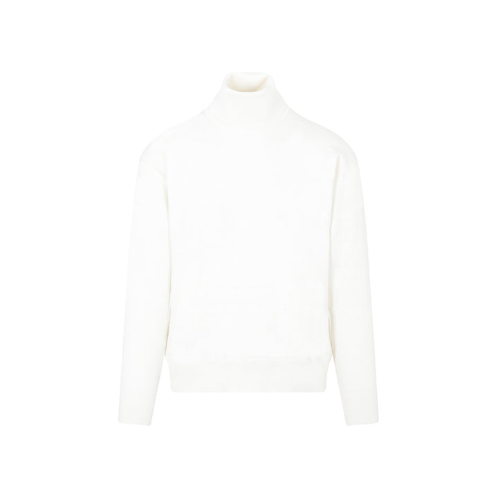 Bone White Wool Turtleneck Sweater-1