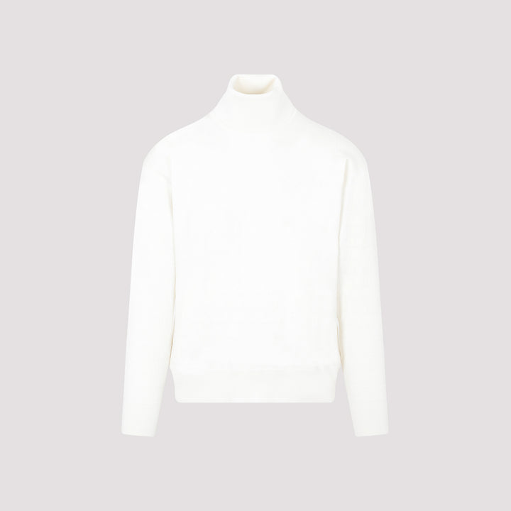 Bone White Wool Turtleneck Sweater-2