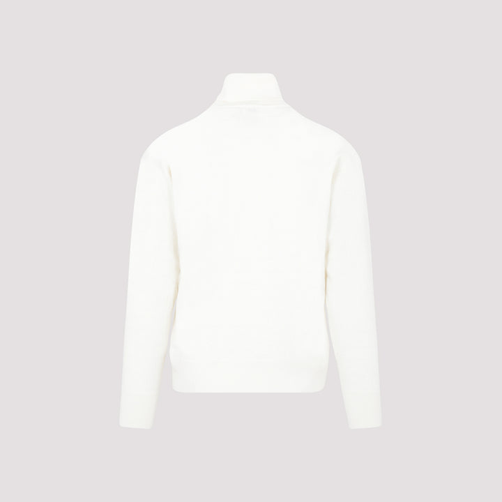 Bone White Wool Turtleneck Sweater-3