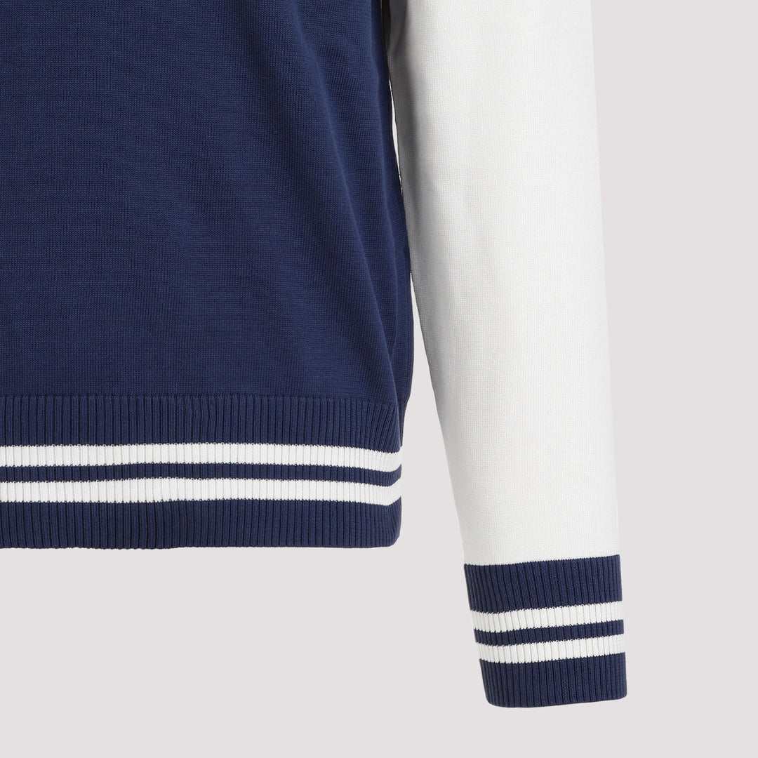 Midnight Blue Cream Cotton Pullover-4