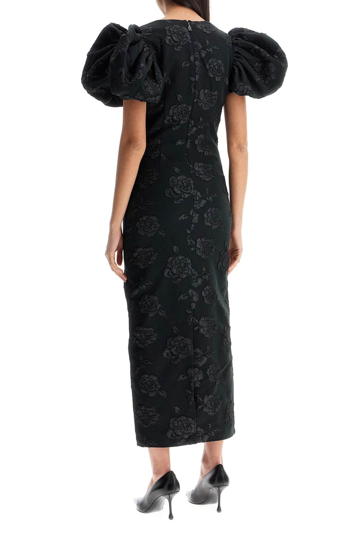 3d jacquard midi dress black floral-2