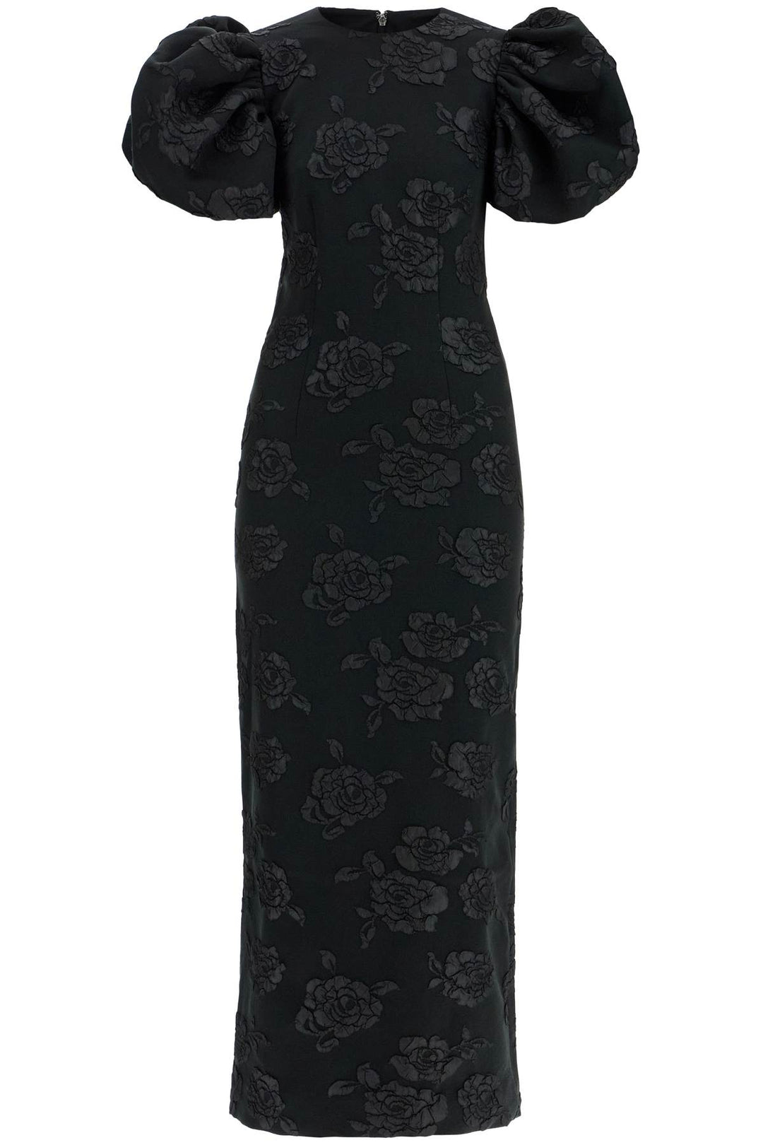 3d jacquard midi dress black floral-0