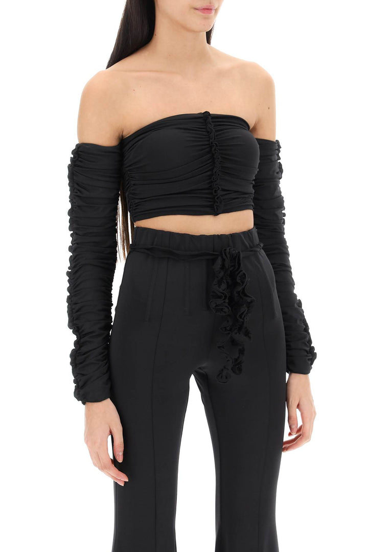 ruched off-shoulder cropped top-1