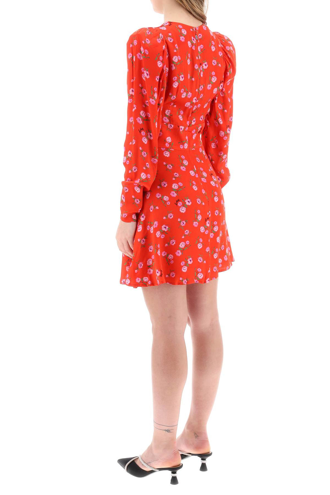 floral printed satin mini dress-2