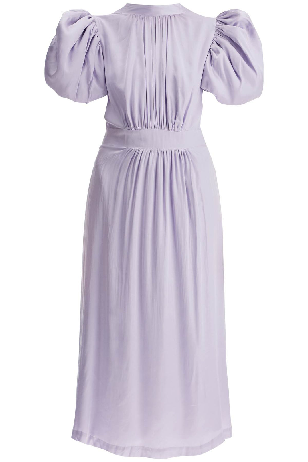 midi satin dress with puff sleeves-0