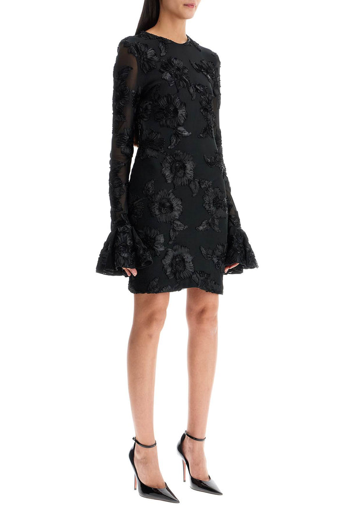 "mesh mini dress with embroidered flower details-1