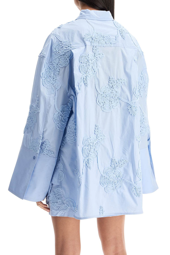 light blue cotton shirt with embossed floral pattern-2