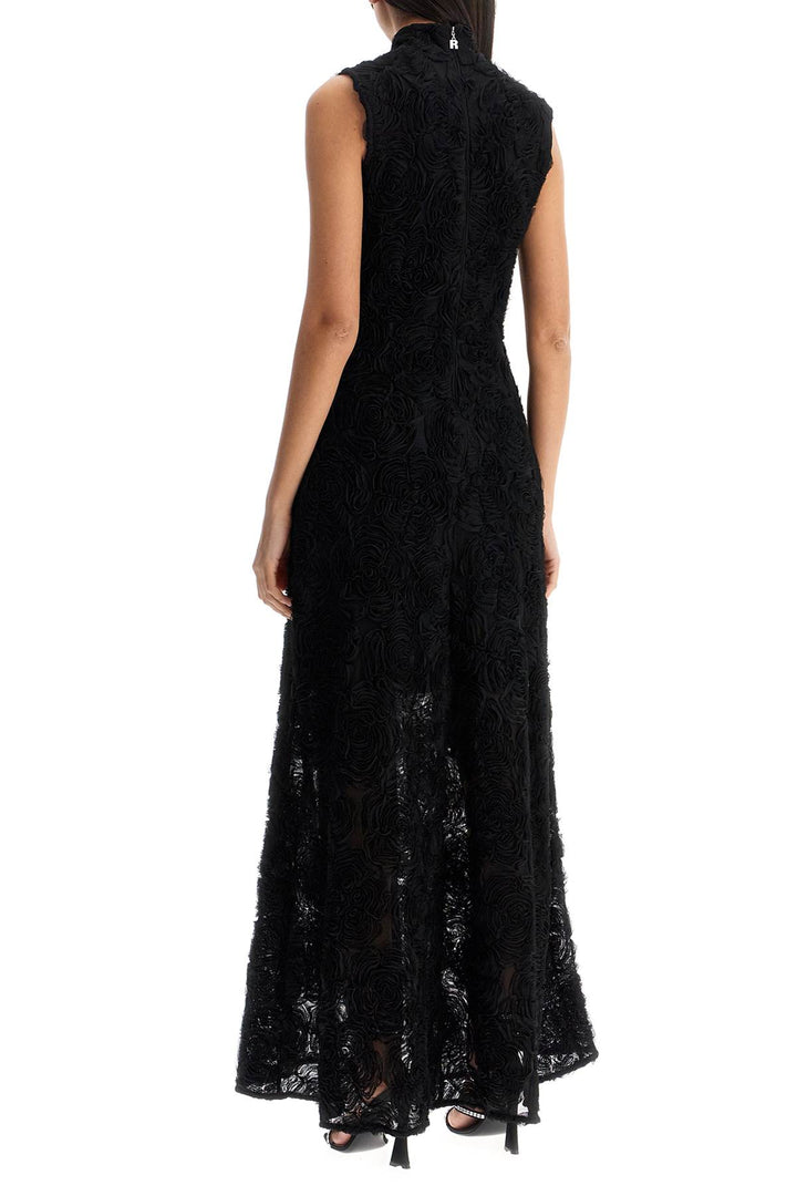 black maxi dress in recycled polyester floral mesh-2