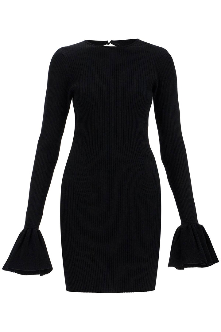 black viscose mini dress with cutout on the back and ribbed knit-0