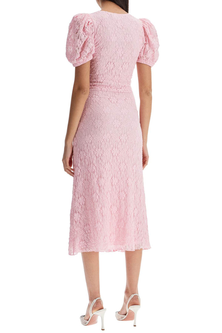 pink lace midi dress with puff sleeves-2