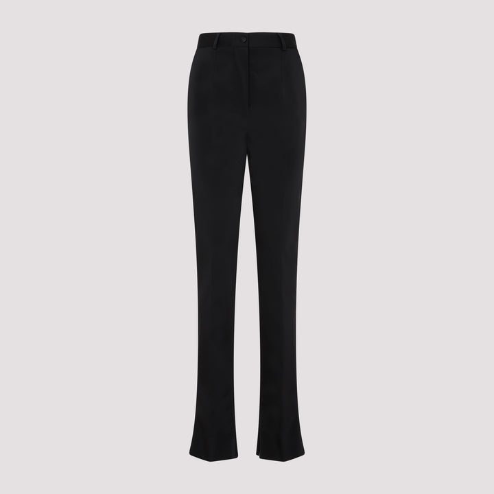 Black Acetate Stretch Pants-0