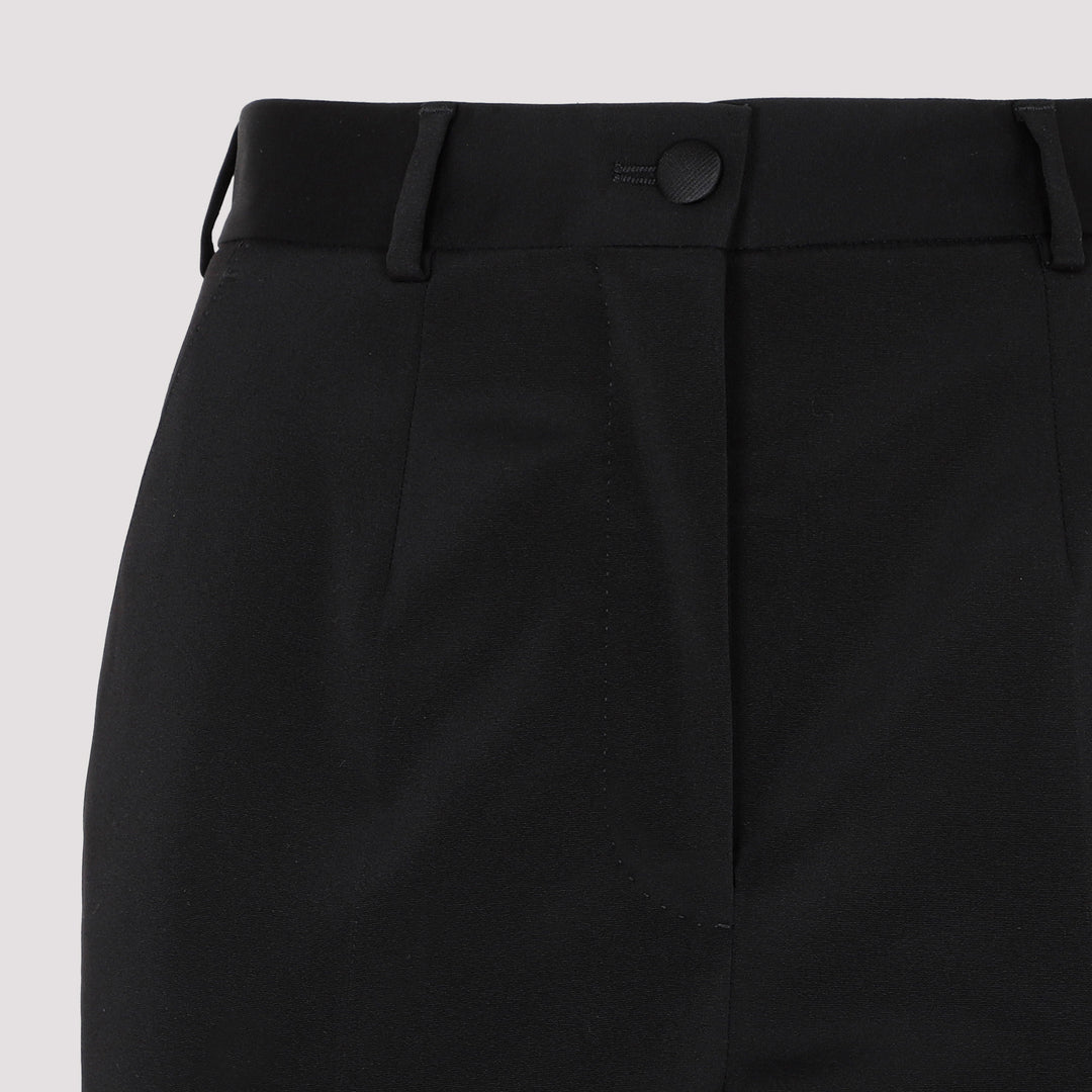 Black Acetate Stretch Pants-5