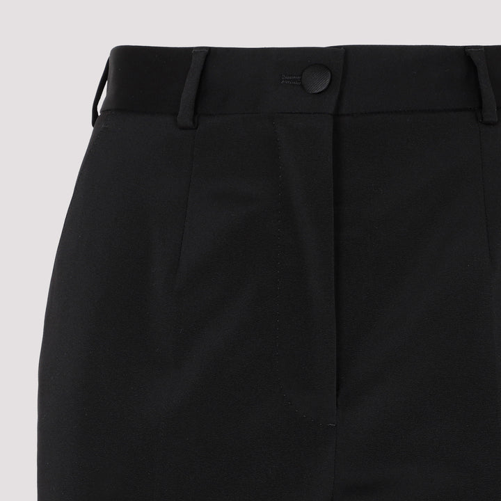 Black Acetate Stretch Pants-5