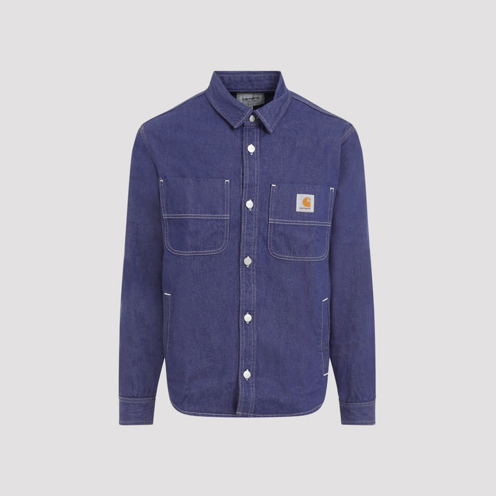 Aura Blue Cotton Glenn Shirt Jacket-0