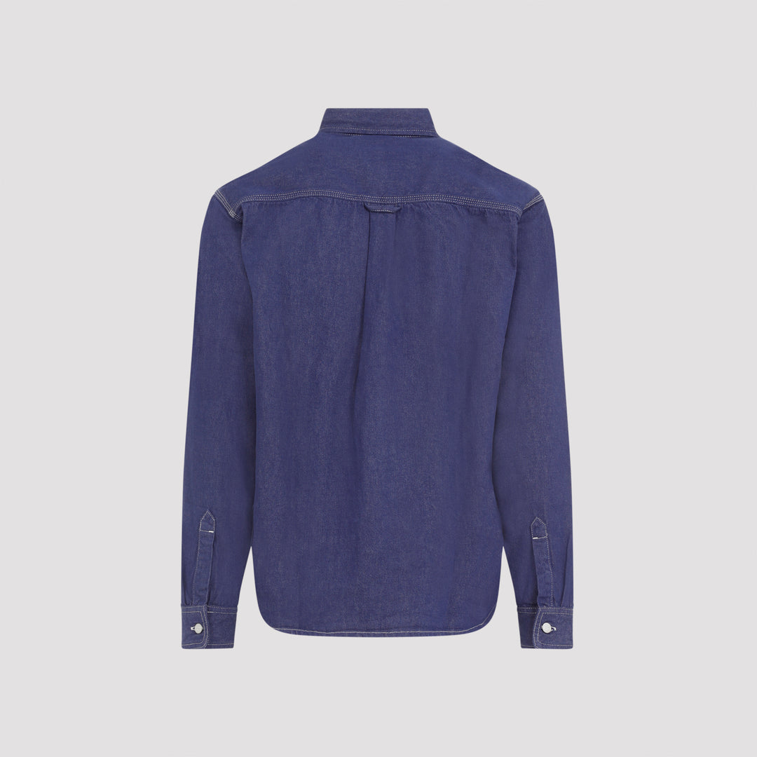 Aura Blue Cotton Glenn Shirt Jacket-3