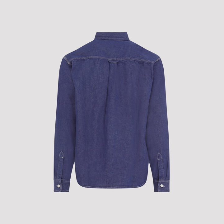 Aura Blue Cotton Glenn Shirt Jacket-3